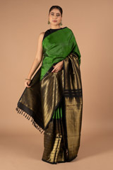 Black and Green Silk Saree665 video